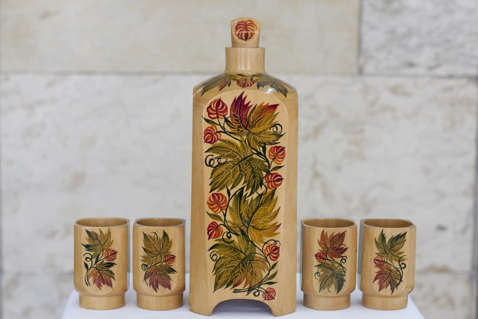A painted decanter set