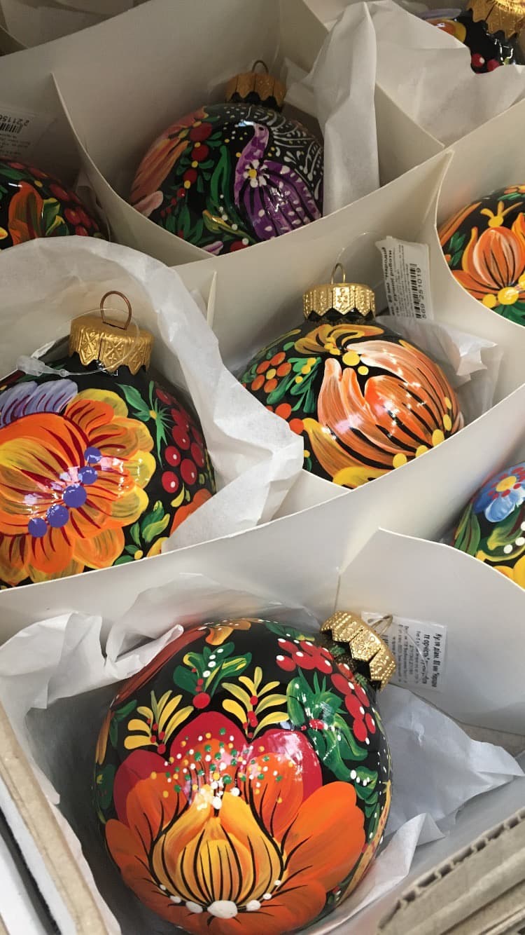 Painted Christmas baubles