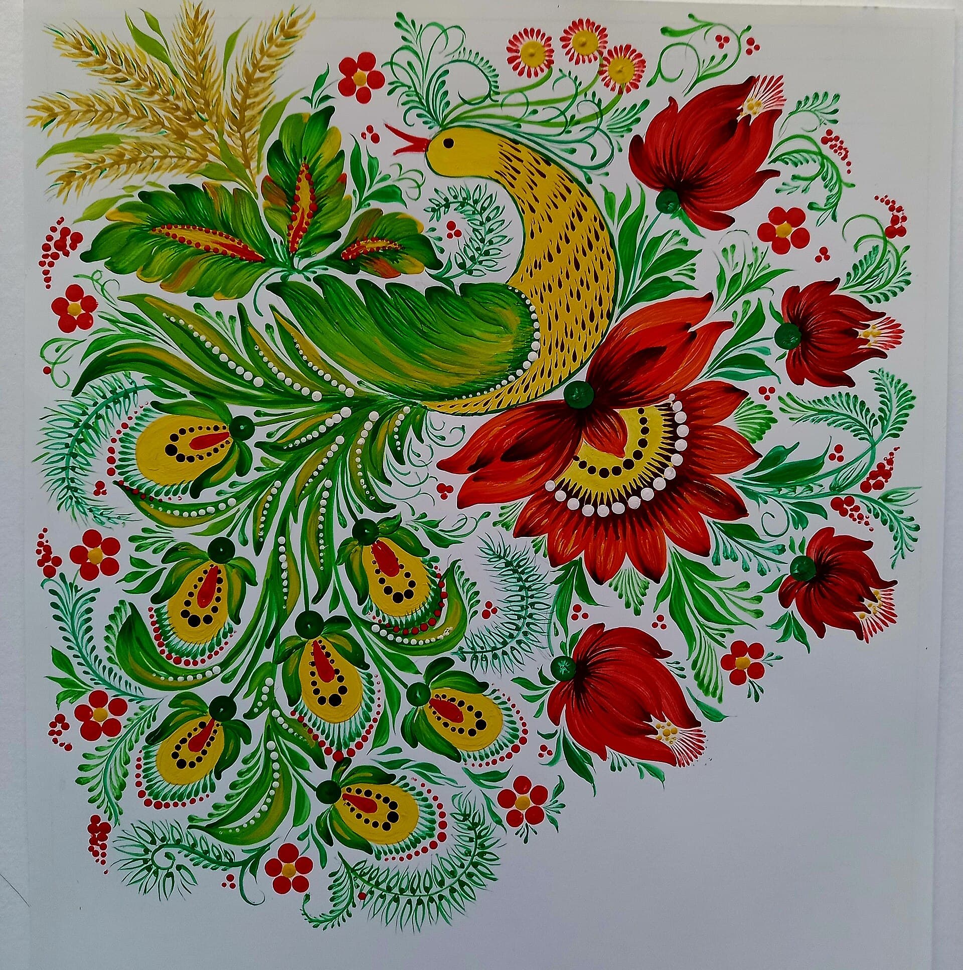 Bird in a green wave