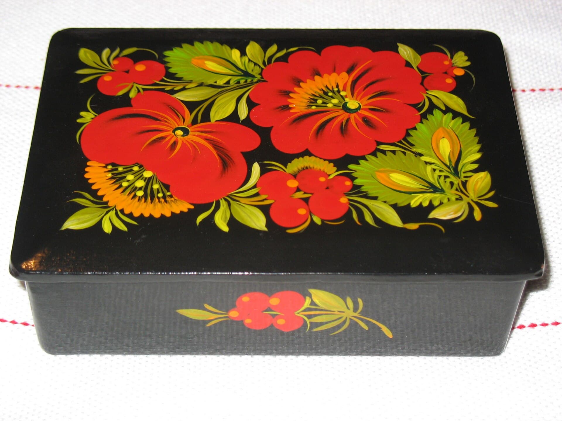 Casket on black, about 1985
